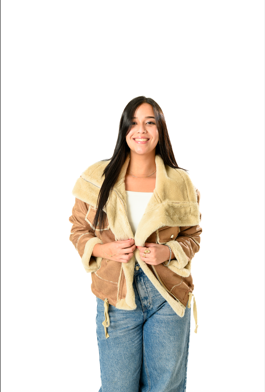 Short Lather Fur Jacket Zipper