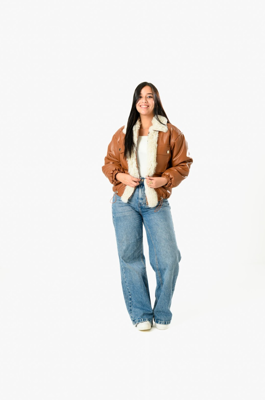 Lather Fur Puff Jacket