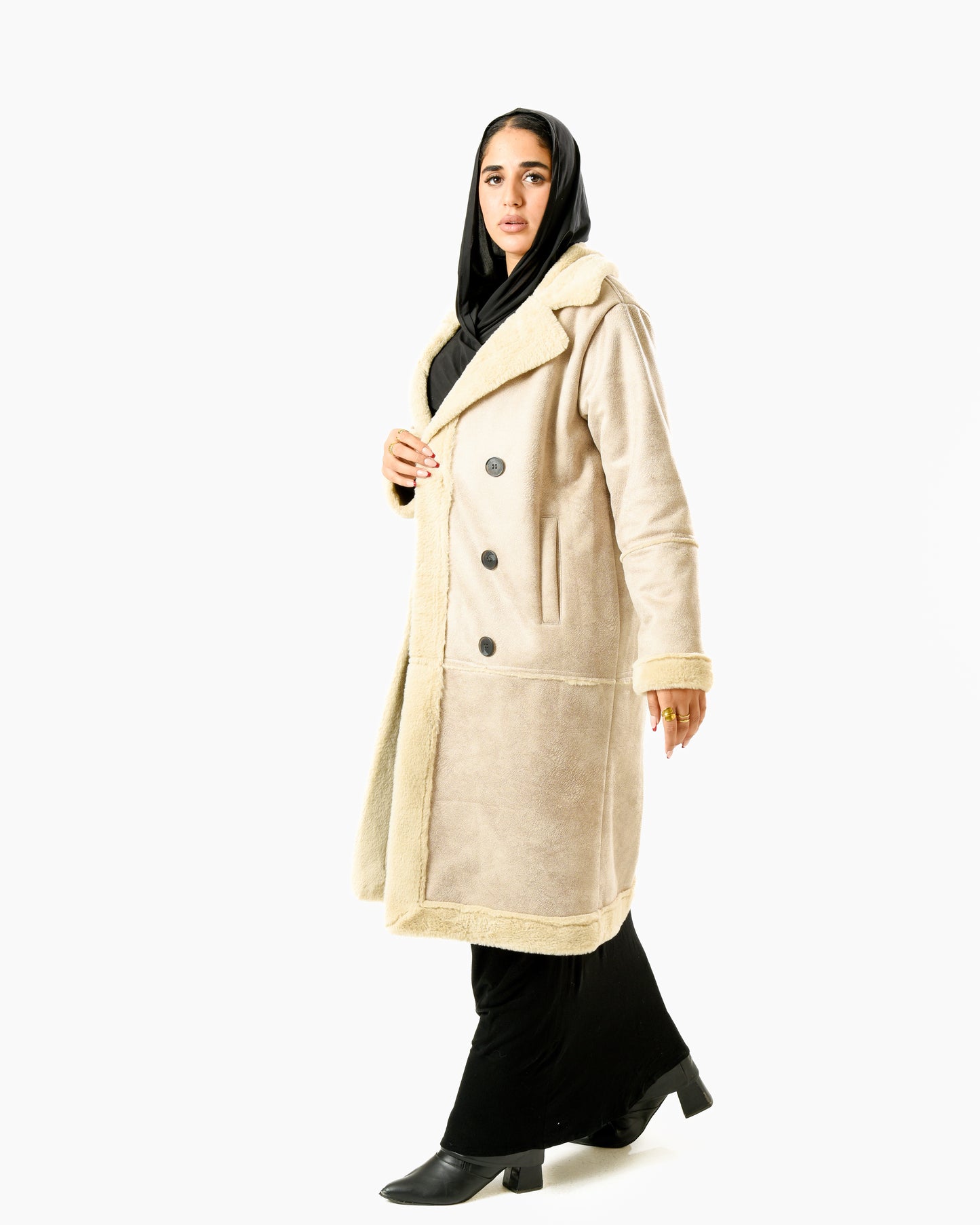 Long Lather Fur Coat