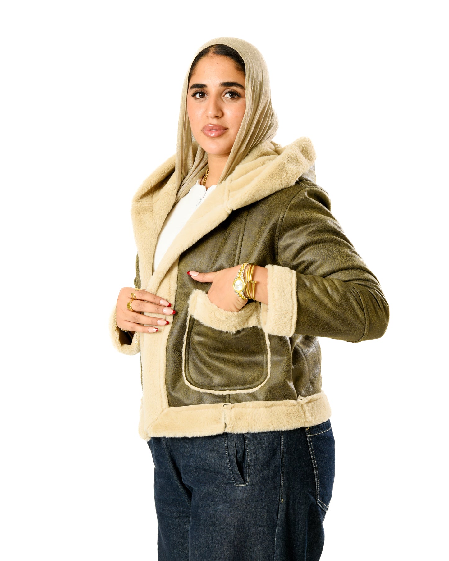 Short Lather Fur Jacket