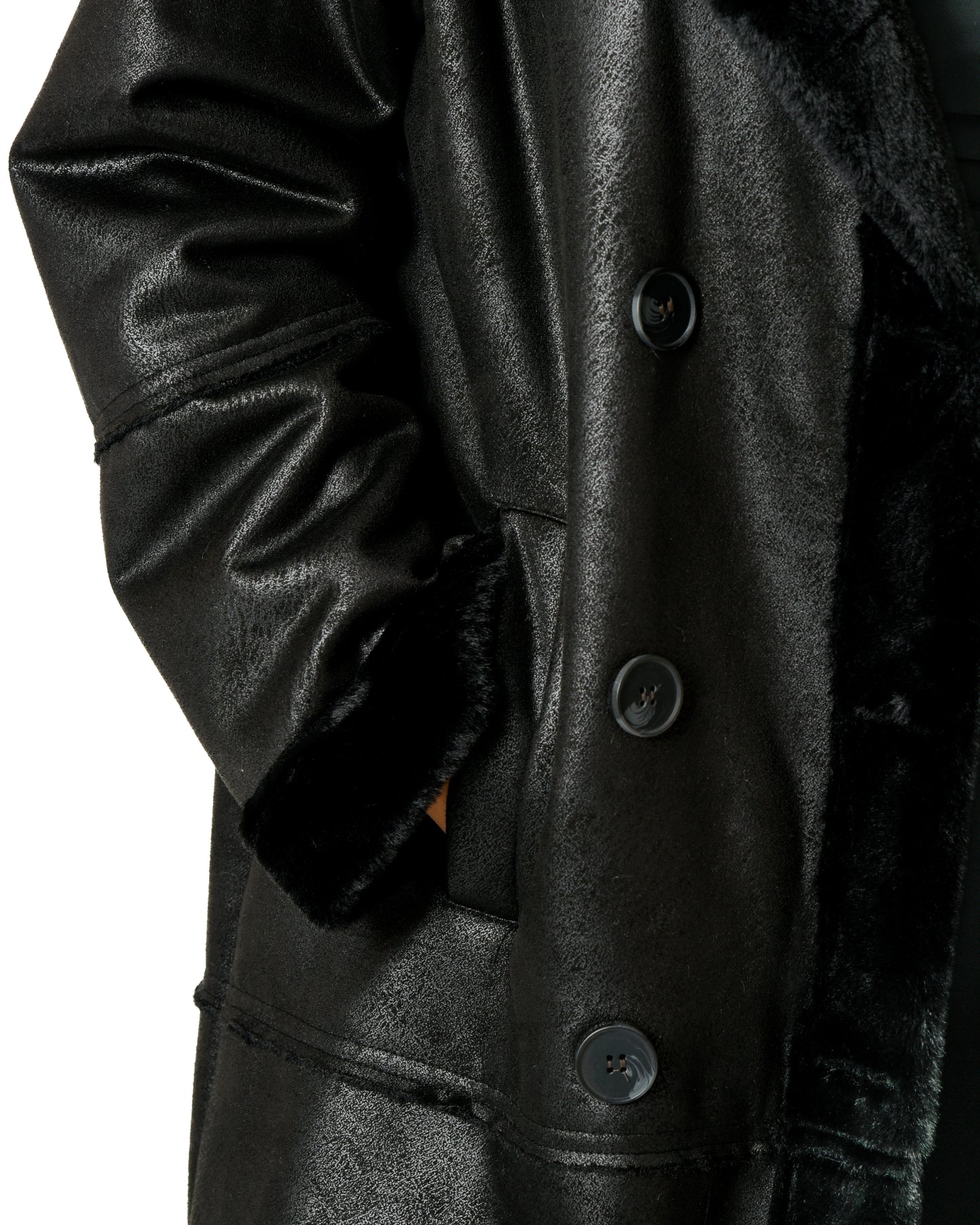 Long Lather Fur Coat