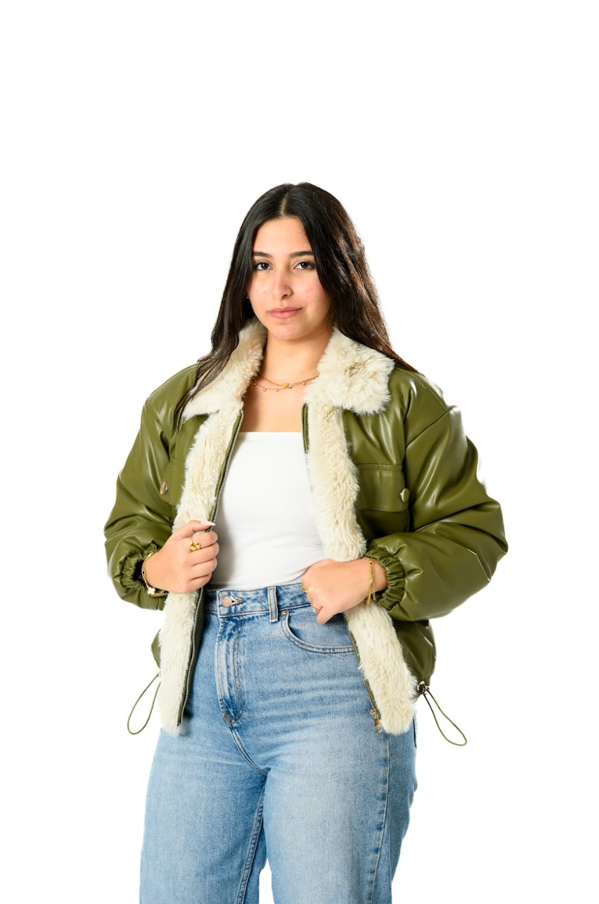 Lather Fur Puff  Jacket